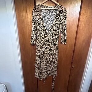 Mango Leopard Print Wrap Dress